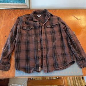 Men’s Gander Mountain 100% Cotton Brown and Black Plaid Button-Up Shirt